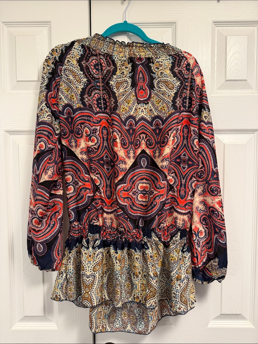 Young Threads Smocked Waist Blouse - Red & Navy - Picture 5 of 5
